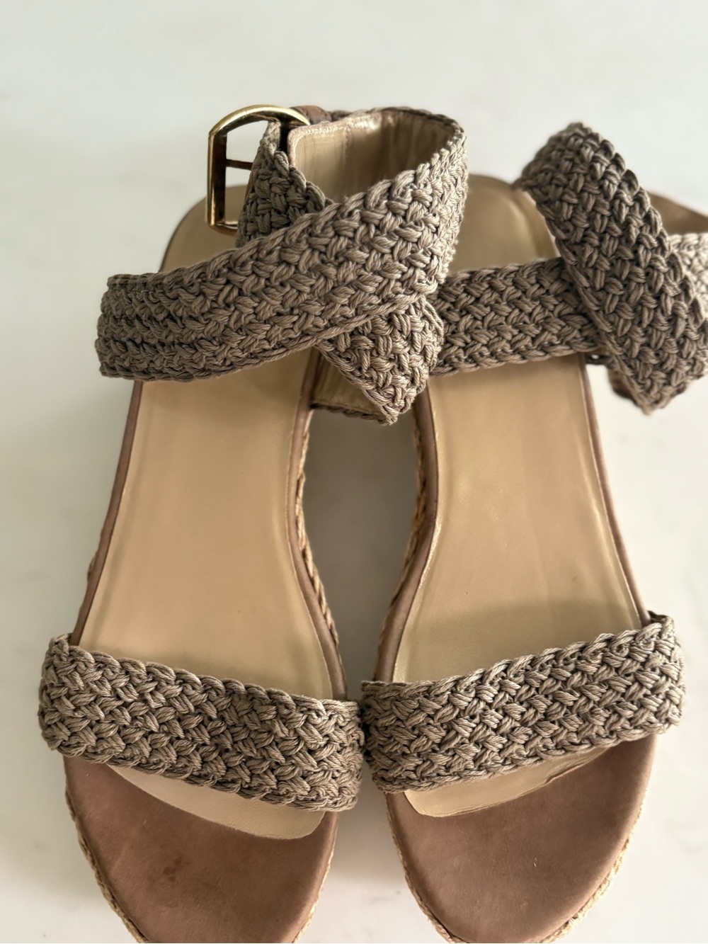 Stuart Weitzman Woven Espadrille Wedge Sandals - Picture 3 of 7
